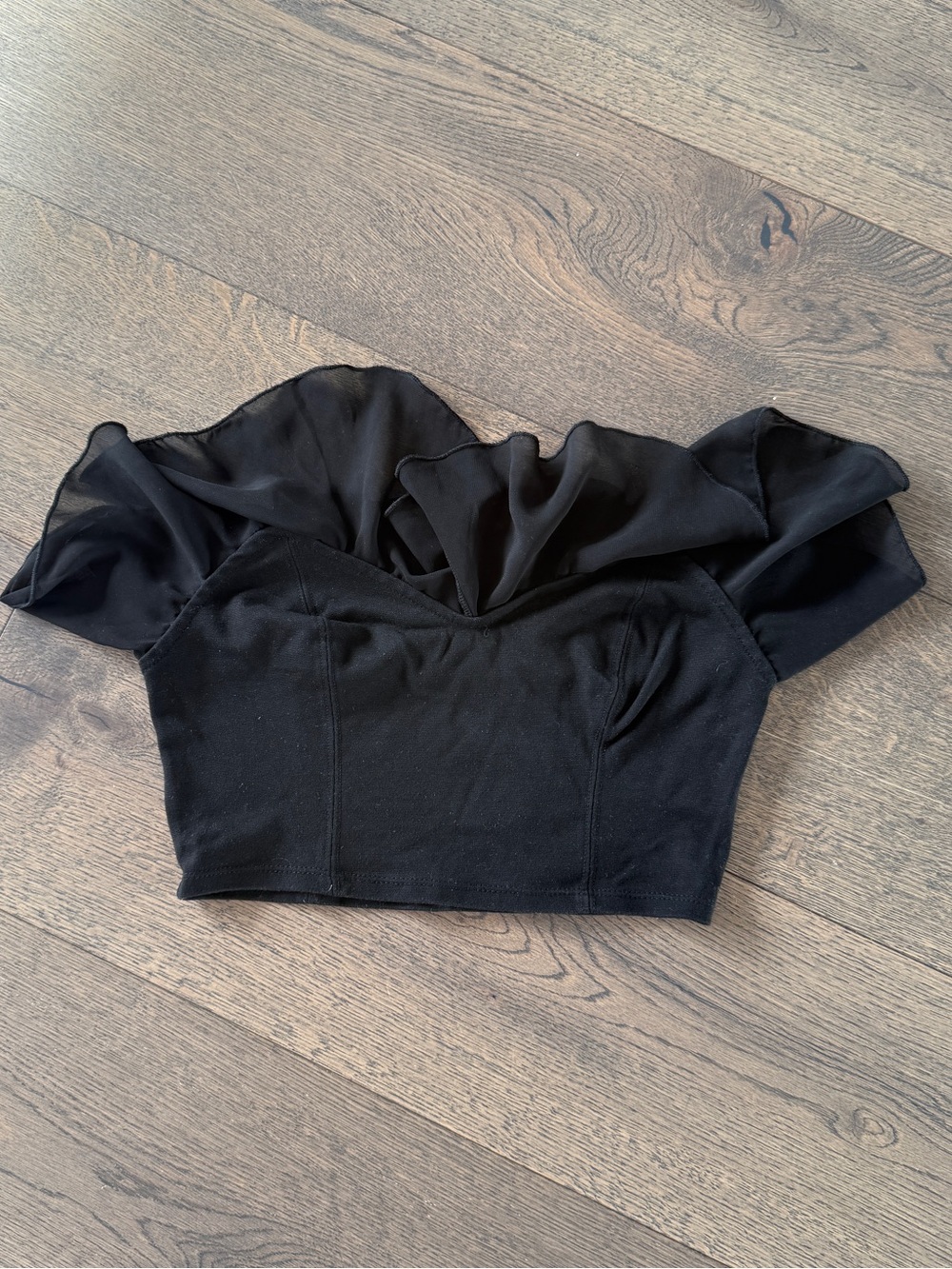 Kimchi Blue Black Ruffle Crop Top - Picture 3 of 4